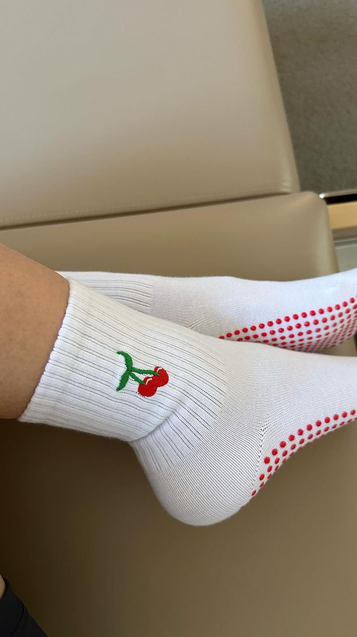 'Cherry on Top' Crew Socks - White