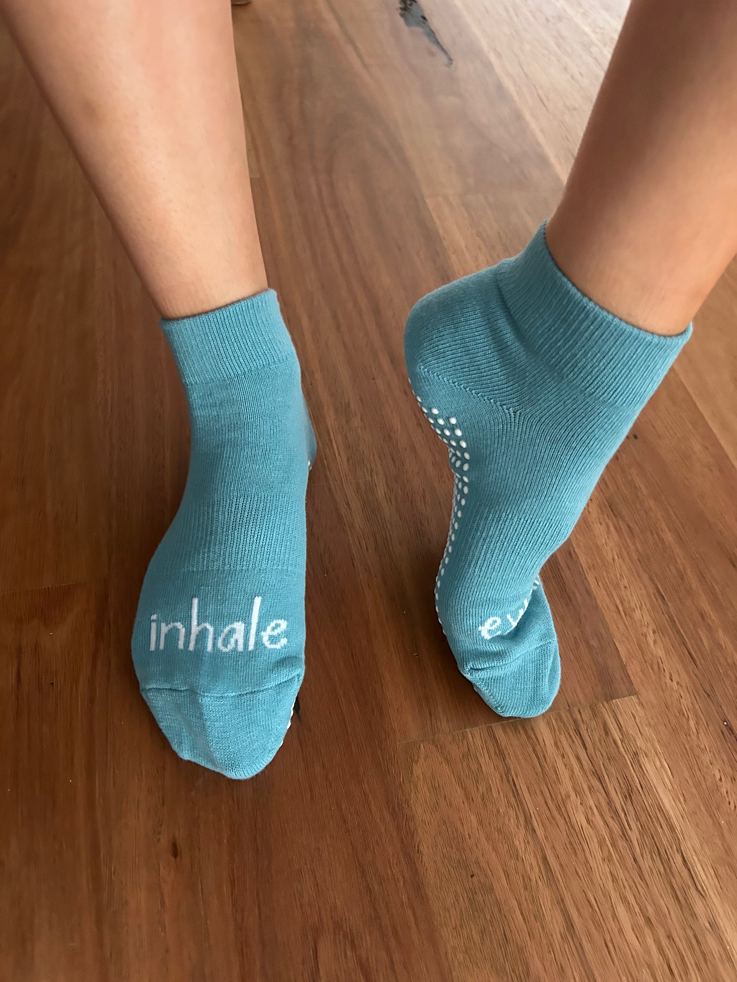 'Inhale Exhale' Ankle Socks - Teal