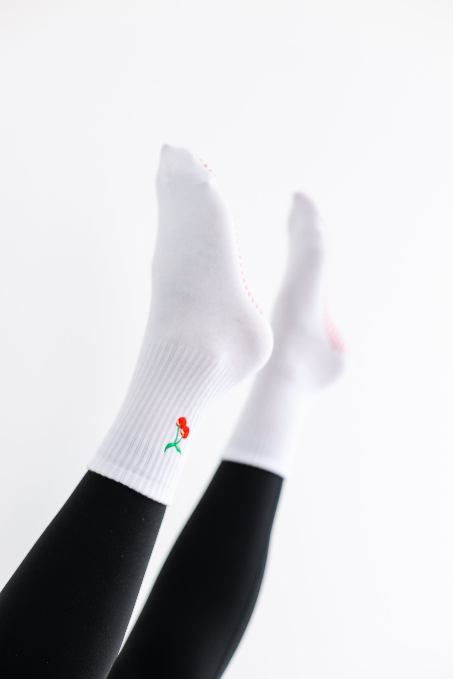 'Cherry on Top' Crew Socks - White