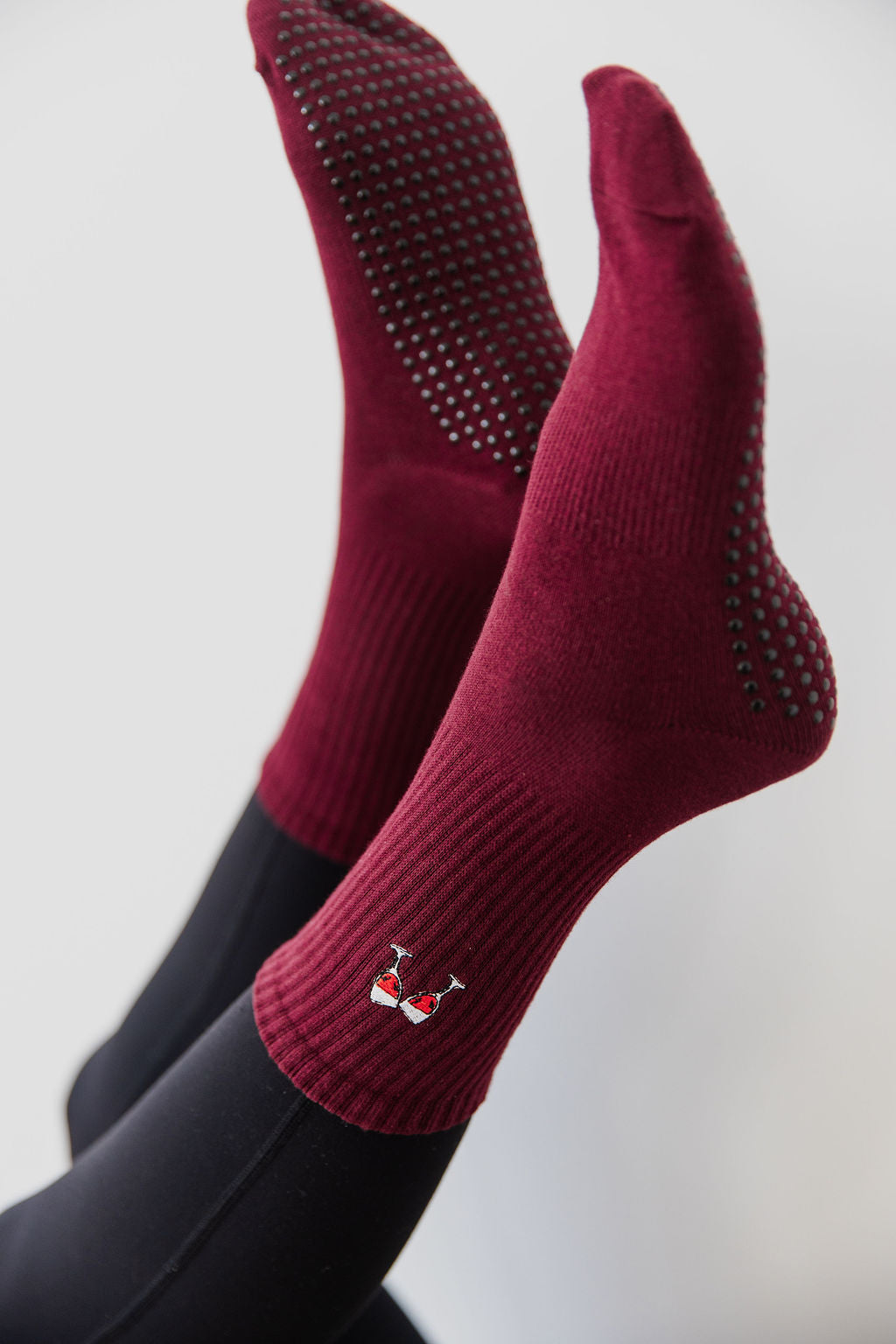 'Whinge & Wine' Crew Socks - Burgundy