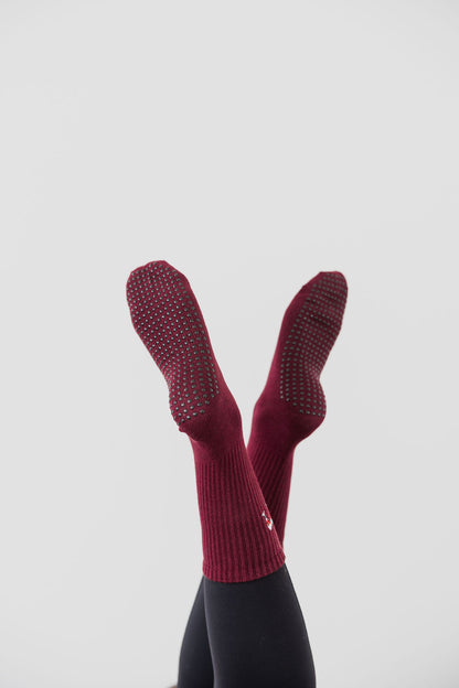 'Whinge & Wine' Crew Socks - Burgundy