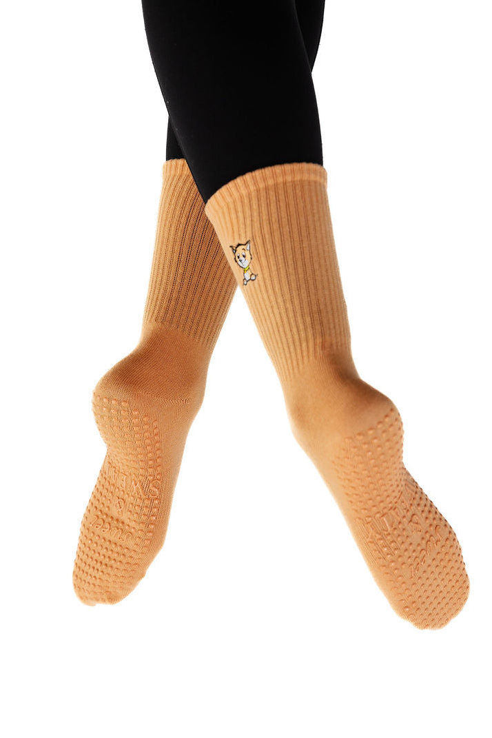 'Feline Fine' - Crew Socks - Orange