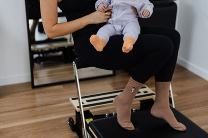 'Downward Dog' - Crew Socks - Brown