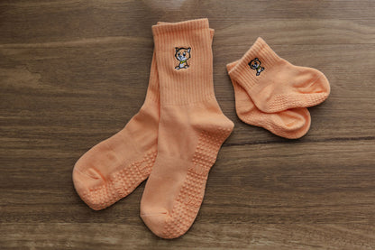'Feline Fine' - Crew Socks - Orange