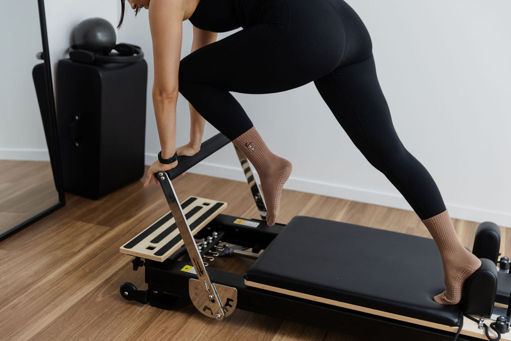 'Downward Dog' - Crew Socks - Brown