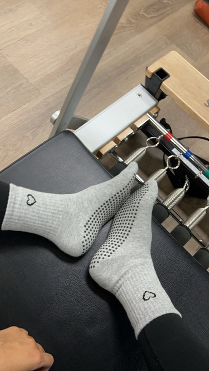 'Love the Burn' Crew Socks - Grey