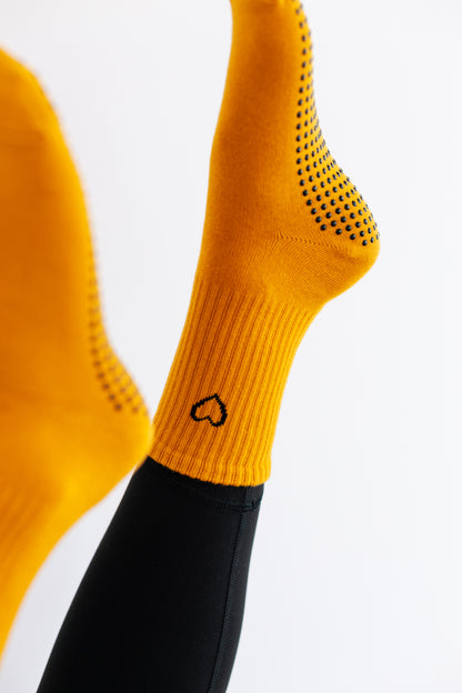 'Love the Burn' Crew Socks - Mustard