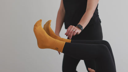 'Love the Burn' Crew Socks - Mustard